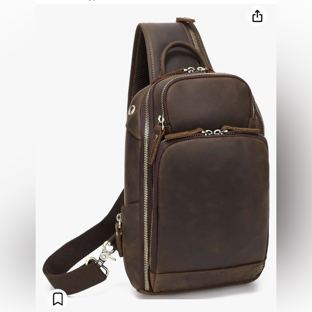 Full grain leather, sling, chest cross, body shoulder bag